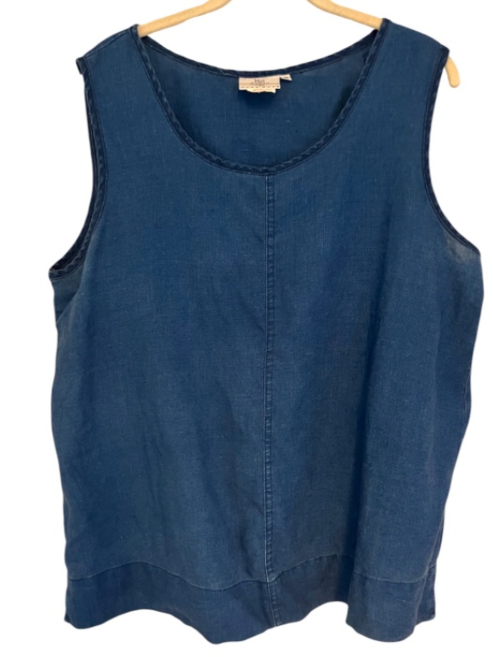 Hot Cotton 1X Linen Tank Blue